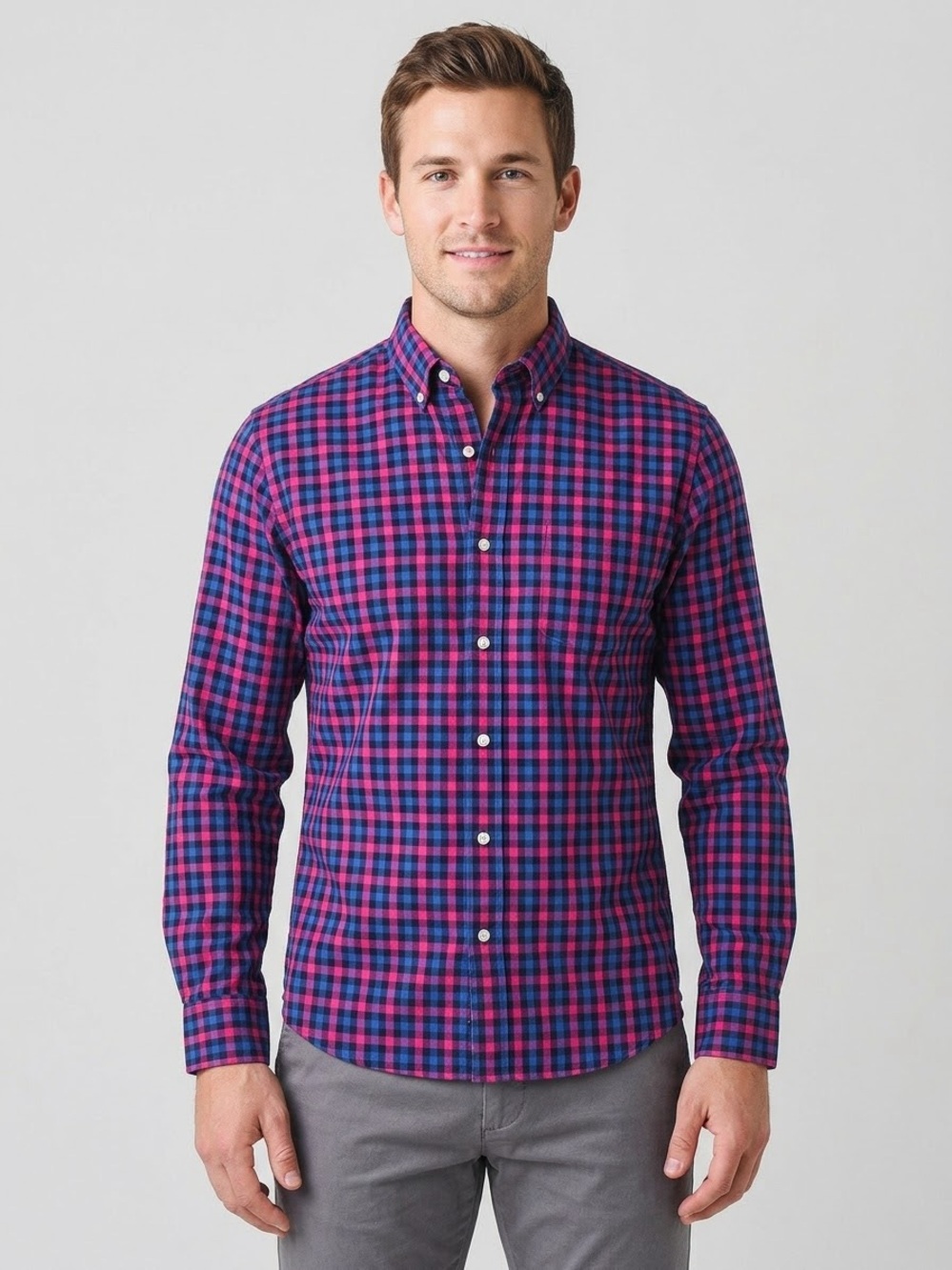 Bonobos Mens Long Sleeve Standard Fit Cotton Gingham Plaid Button Down Shirt